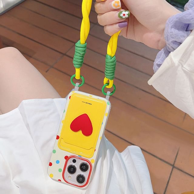 Holder Heart / Strap Set Case Lanyard Card Phone