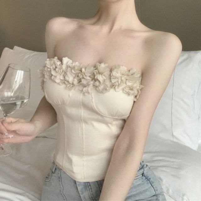 Plain Flower Accent Tube Top