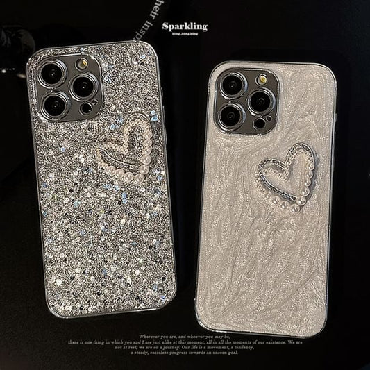 Case Faux Heart Phone Pearl