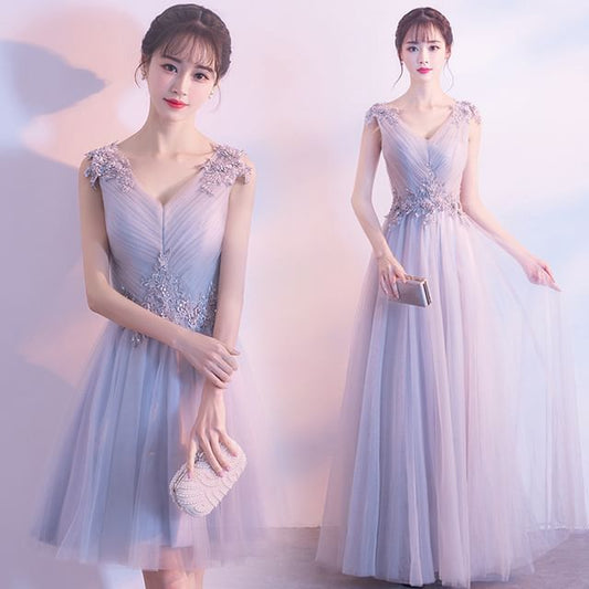 Mesh Mini Ruched / Evening Plain Gown A-Line Cocktail Floral V-Neck Dress Applique Sleeveless