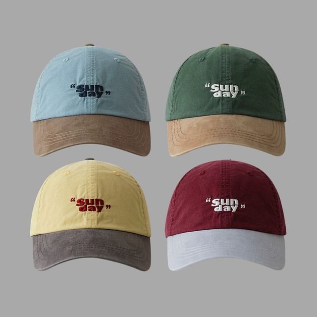 Lettering Cap Tone Baseball Embroidered Two