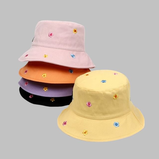 Hat Embroidered Bucket Floral