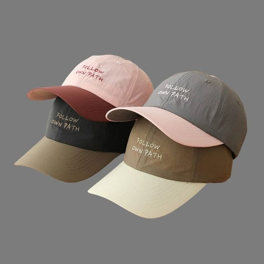 Cap Two Lettering Embroidered Baseball Tone