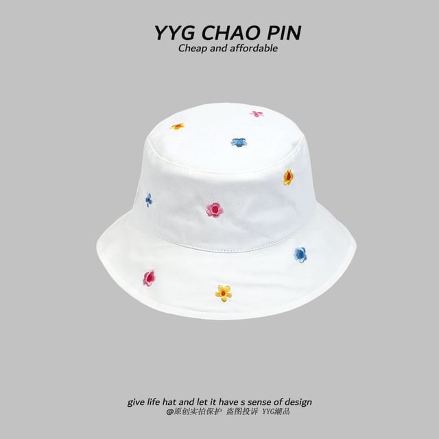 Hat Embroidered Bucket Floral