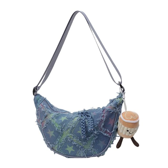 Distressed Crossbody Bag Patterned Fabric