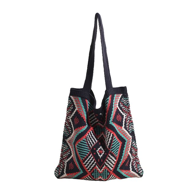 Bag Geometric Knit Tote Patterned