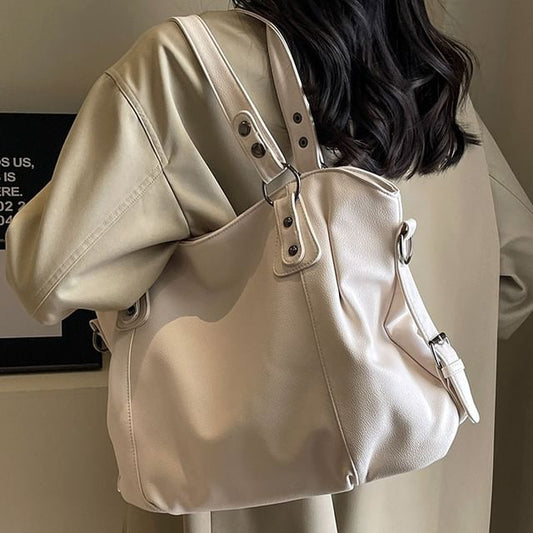 Plain Faux Leather Tote Bag