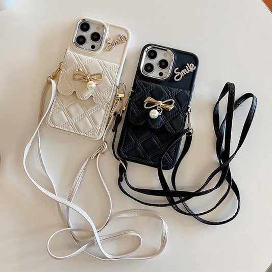 Lanyard Case Holder Phone Faux Leather Card