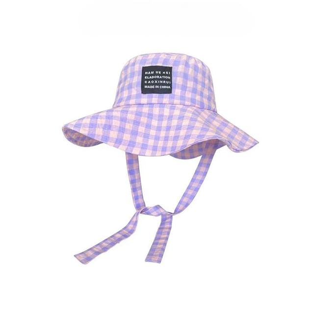 Lettering Hat Plaid Bucket Applique