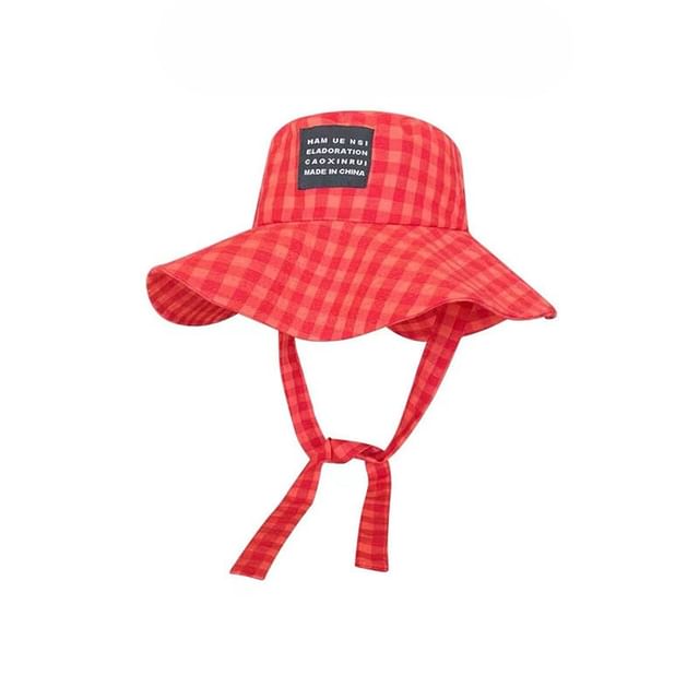 Lettering Hat Plaid Bucket Applique