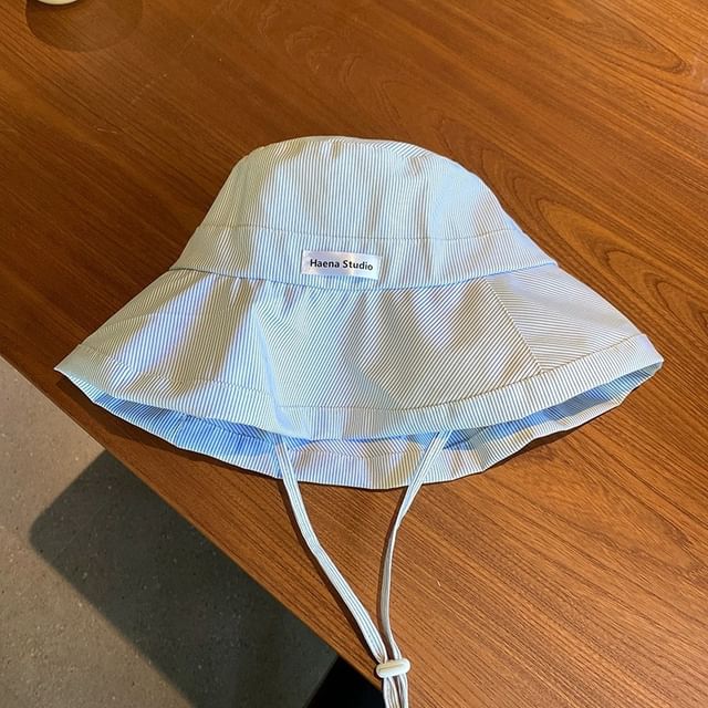 Lettering Striped Bucket Hat Applique