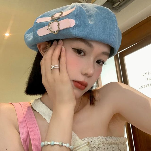 Buckled Beret Denim