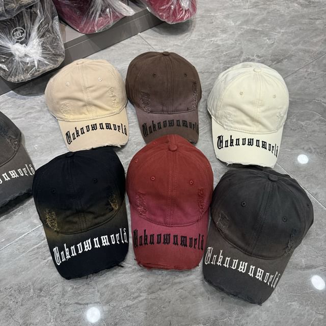 Baseball Distressed Cap Embroidered Lettering