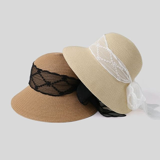 Sun Lace Straw Hat Bow