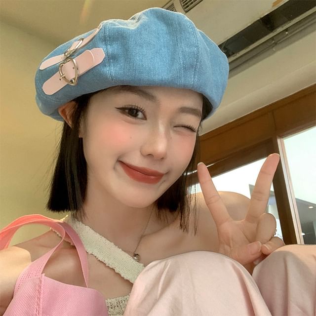 Buckled Beret Denim