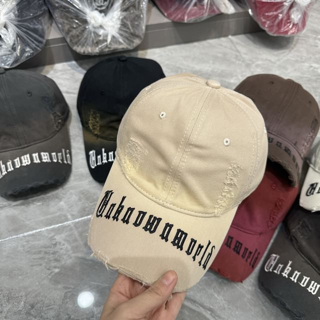 Baseball Distressed Cap Embroidered Lettering