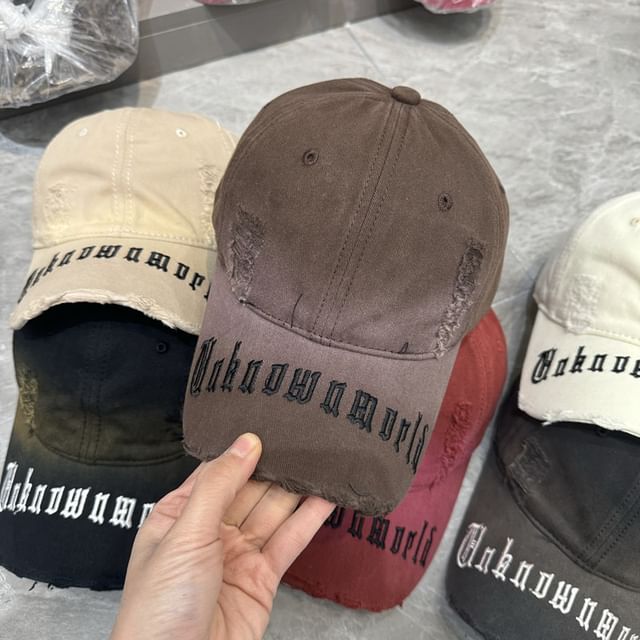 Baseball Distressed Cap Embroidered Lettering