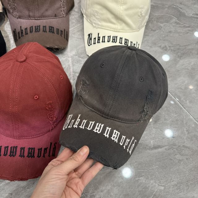 Baseball Distressed Cap Embroidered Lettering