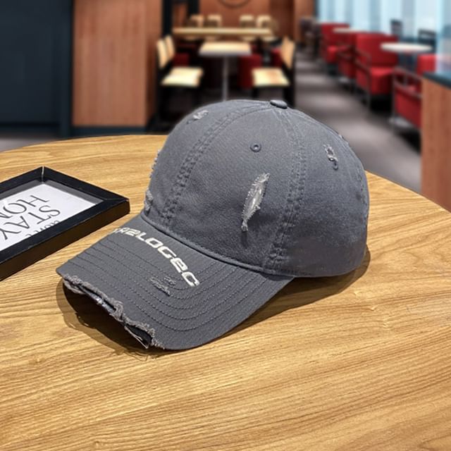 Embroidered Baseball Cap Lettering Distressed