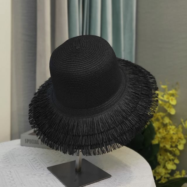 Straw Sun Hat Plain Fringed