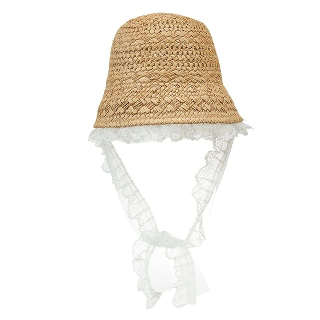 Trim Bucket Lace Hat Straw
