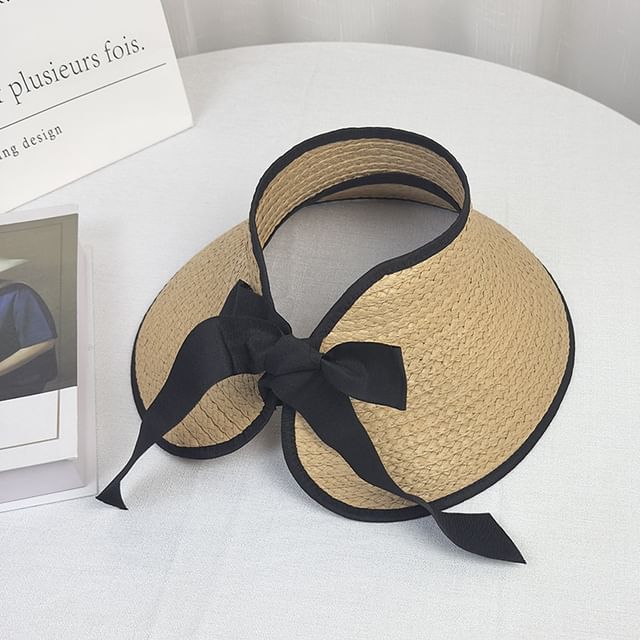 Trim Wide Visor Straw Contrast Brim Sun