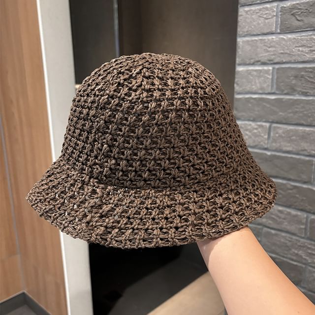 Perforated Bucket Plain Hat Knit