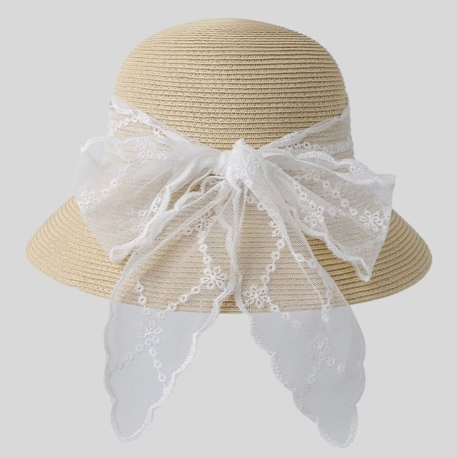 Sun Lace Straw Hat Bow