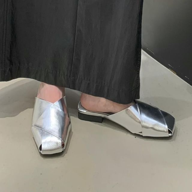 Square Toe Panel Mules