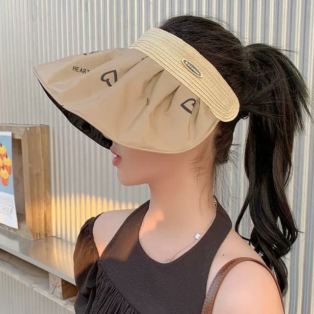 Wide Sun Heart Brim Print Visor