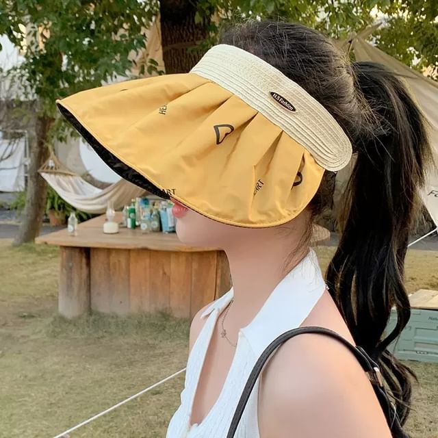 Wide Sun Heart Brim Print Visor