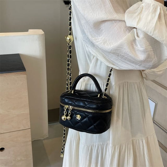 Plain Chain Leather Faux Bag Crossbody Strap Quilted