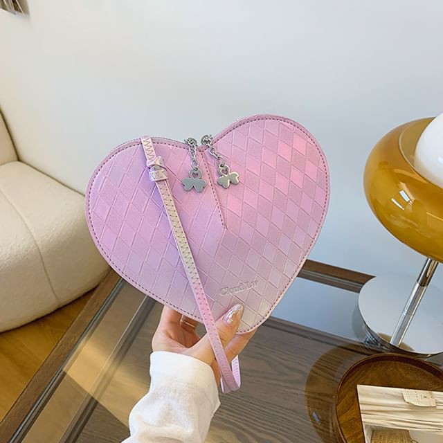 Crossbody Leather Faux Heart Shape Bag