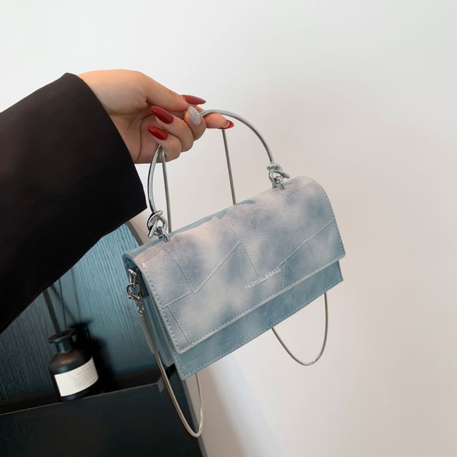 Bag Crossbody Chain Handle Faux Flap Leather Strap Top