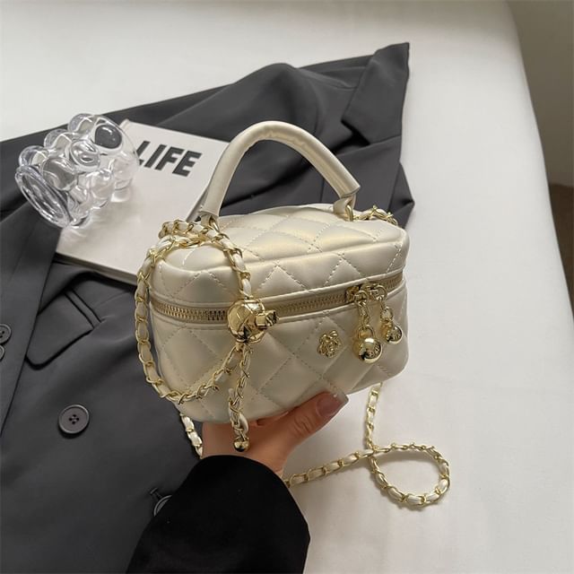 Plain Chain Leather Faux Bag Crossbody Strap Quilted