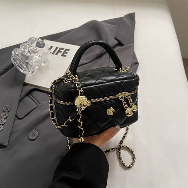 Plain Chain Leather Faux Bag Crossbody Strap Quilted