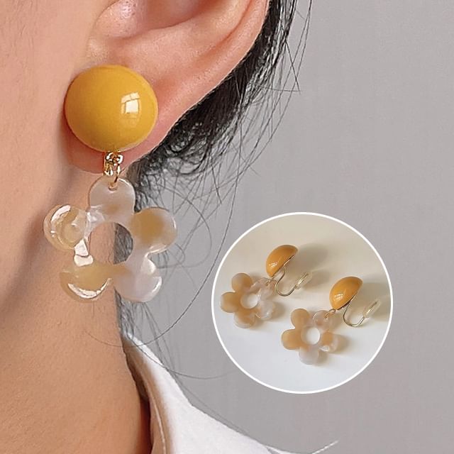 Drop Acrylic Earring Floral