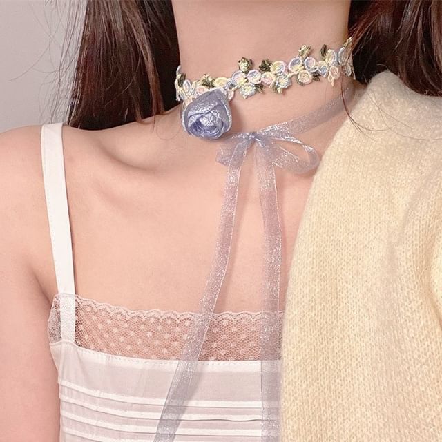 Choker Rose Lace Ribbon