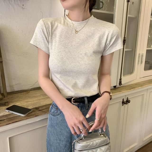 Plain Neck Tee Short-Sleeve Crew