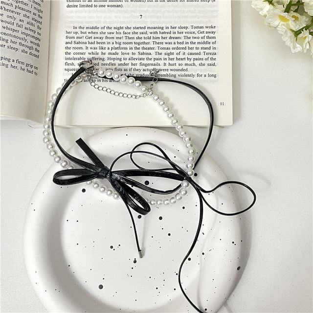 Leather Ribbon Faux Choker