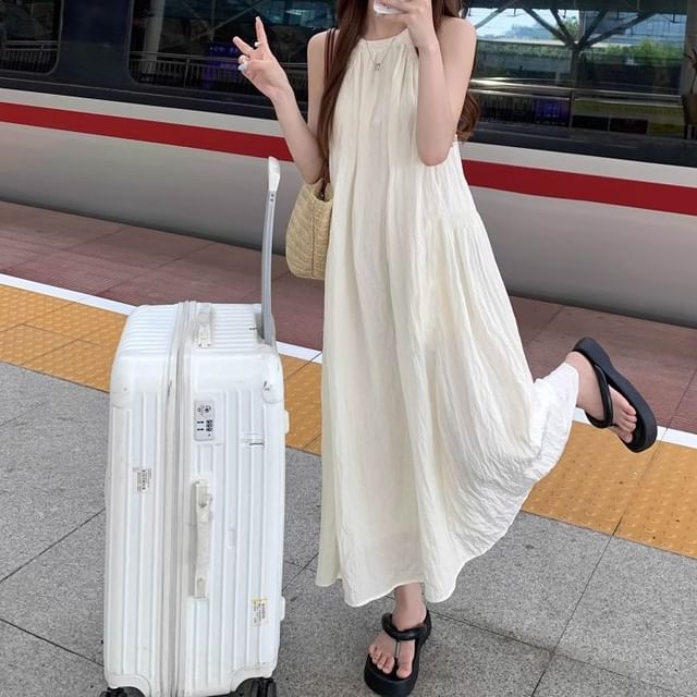 Halter Neck Solid Sundress Maxi