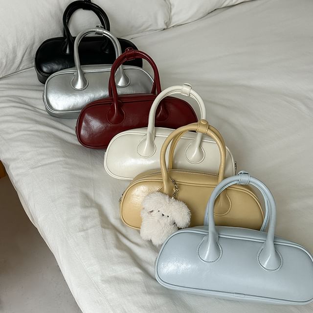 Crossbody Handle Bag Leather Plain Faux Top