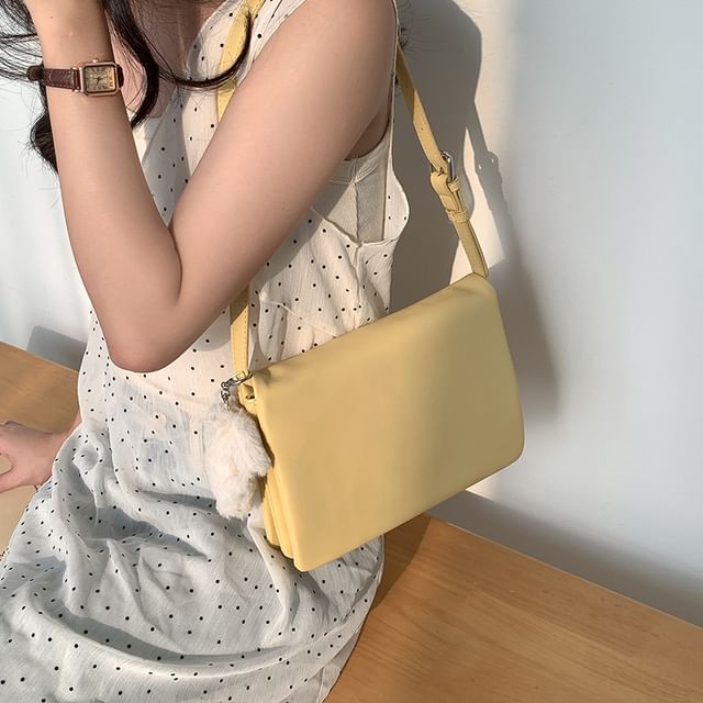 Flap Leather Faux Plain Shoulder Bag