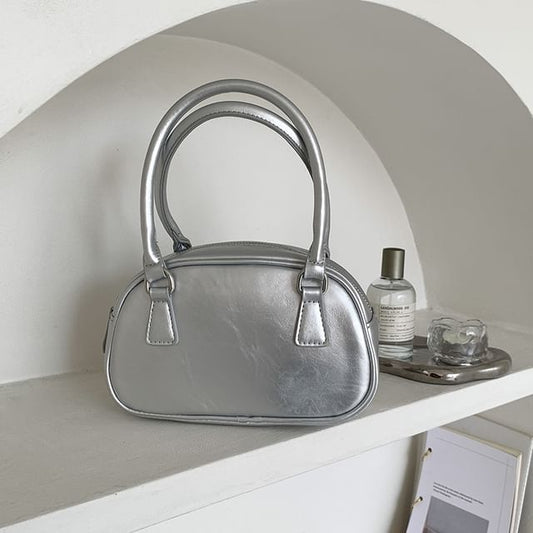 Leather Faux Bag Plain Bowler