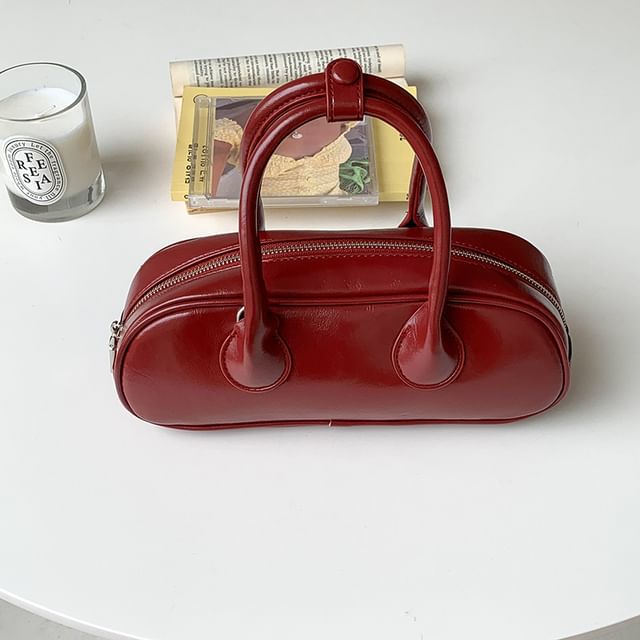 Crossbody Handle Bag Leather Plain Faux Top