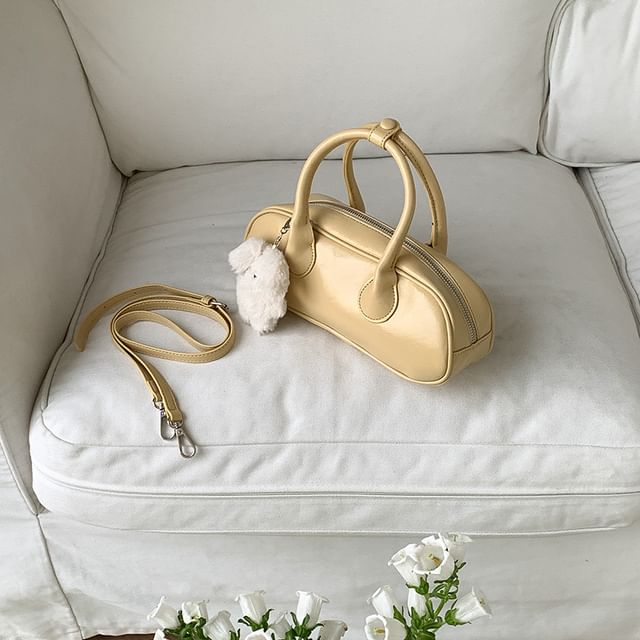 Crossbody Handle Bag Leather Plain Faux Top