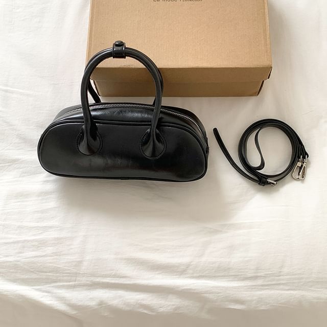 Crossbody Handle Bag Leather Plain Faux Top