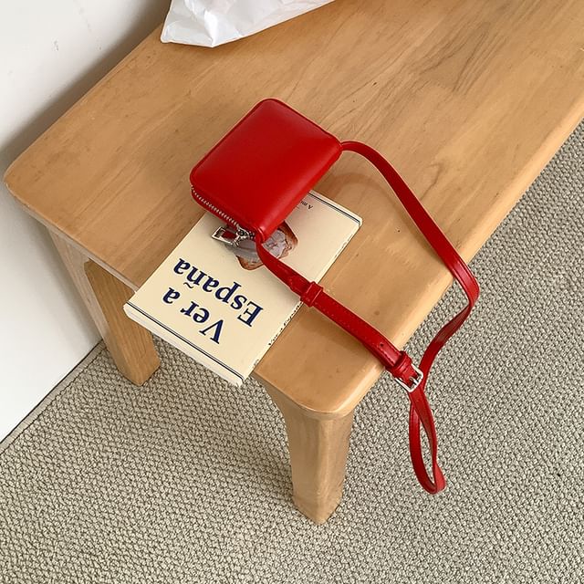 Leather Bag Plain Crossbody Faux