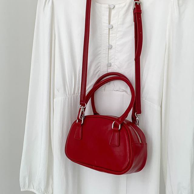 Leather Faux Bag Plain Bowler