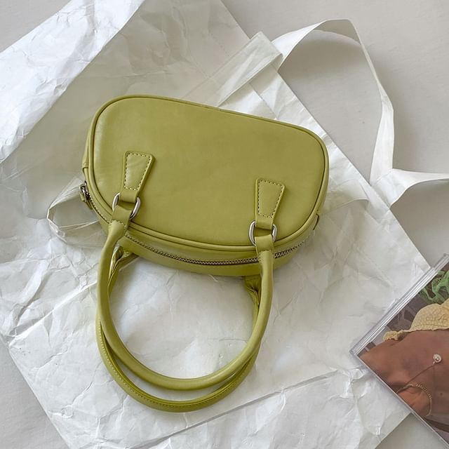 Leather Faux Bag Plain Bowler